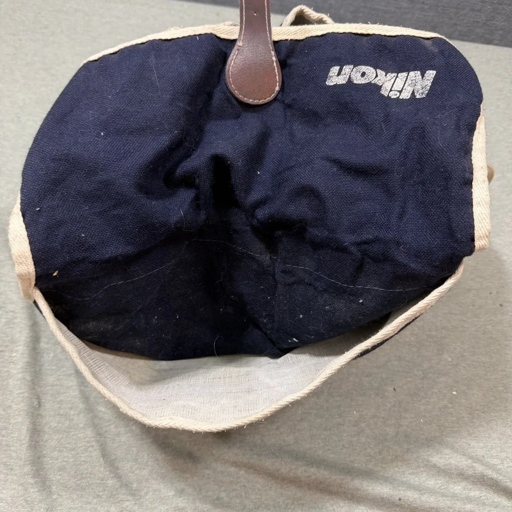 Nikon Camera Bag OS Navy Vintage F2 Canvas Shoulder Strap 80s With F2 Manual